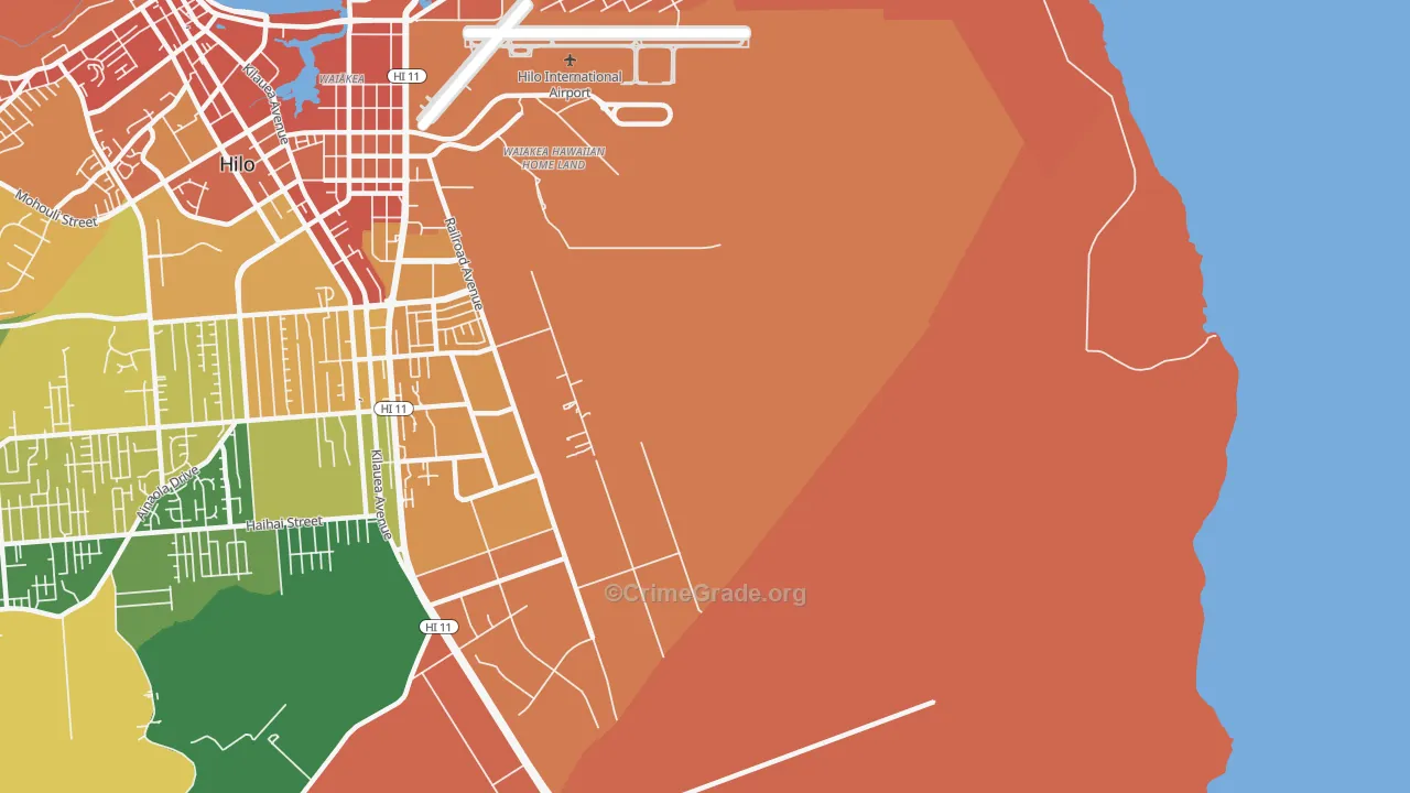 Waiakea, HI Map of Drug-Related Crime Rates