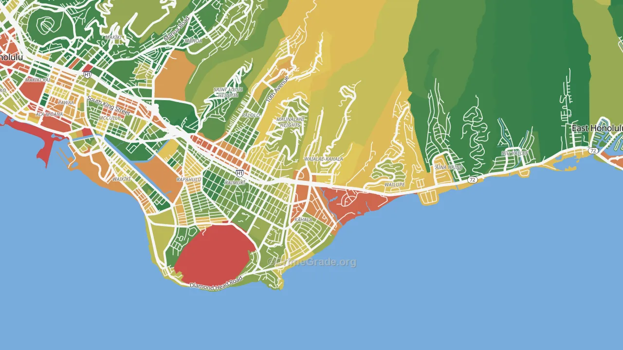 Waialae-Kahala, Honolulu, HI Map of Drug-Related Crime Rates