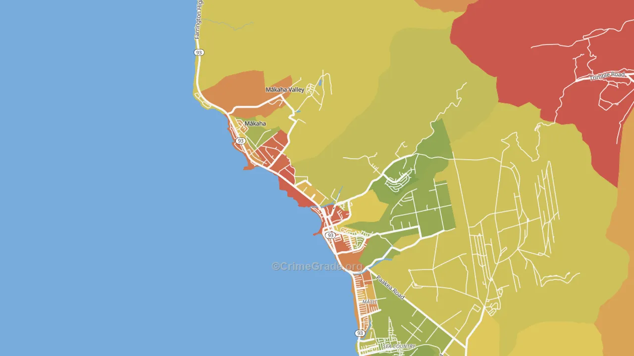 Waianae, HI Map of Drug-Related Crime Rates