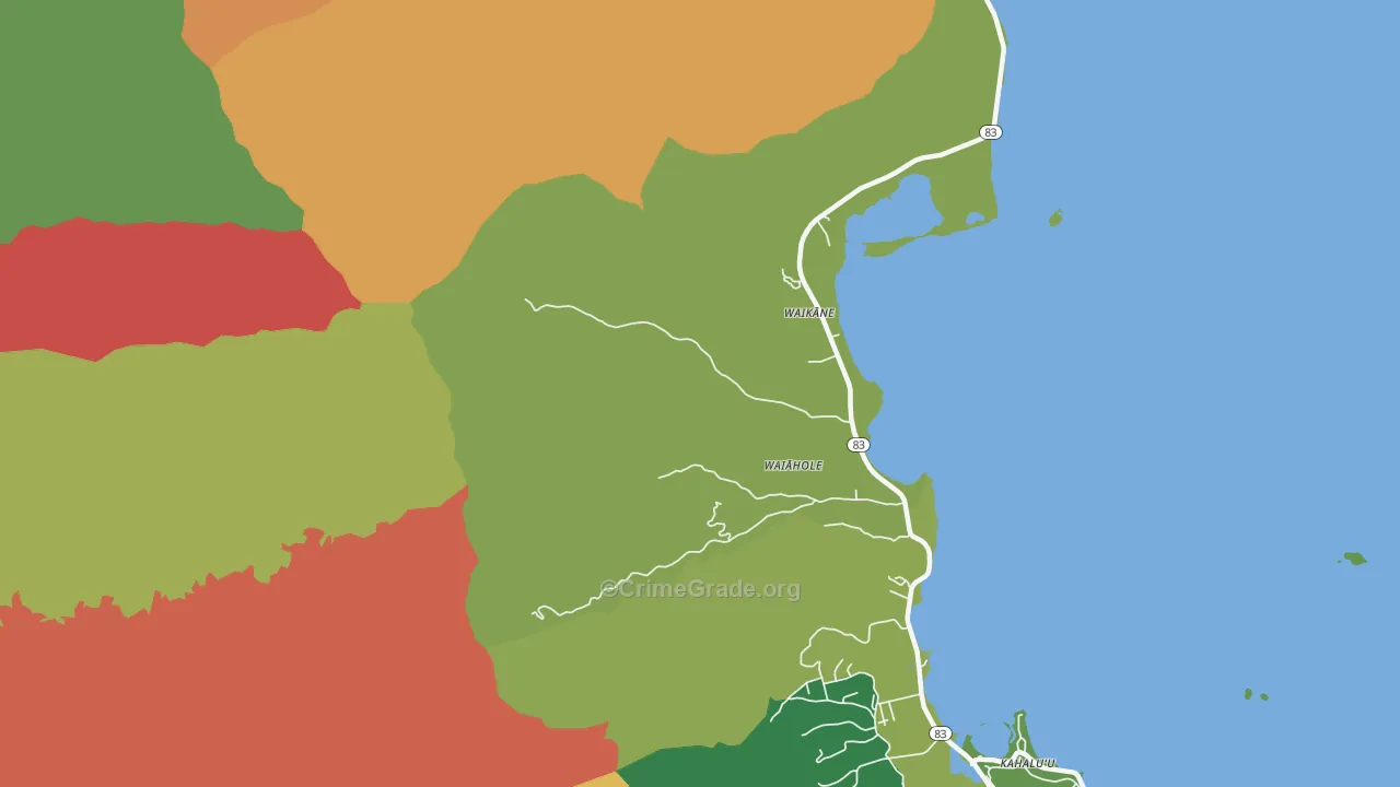 Waikane, HI Map of Drug-Related Crime Rates