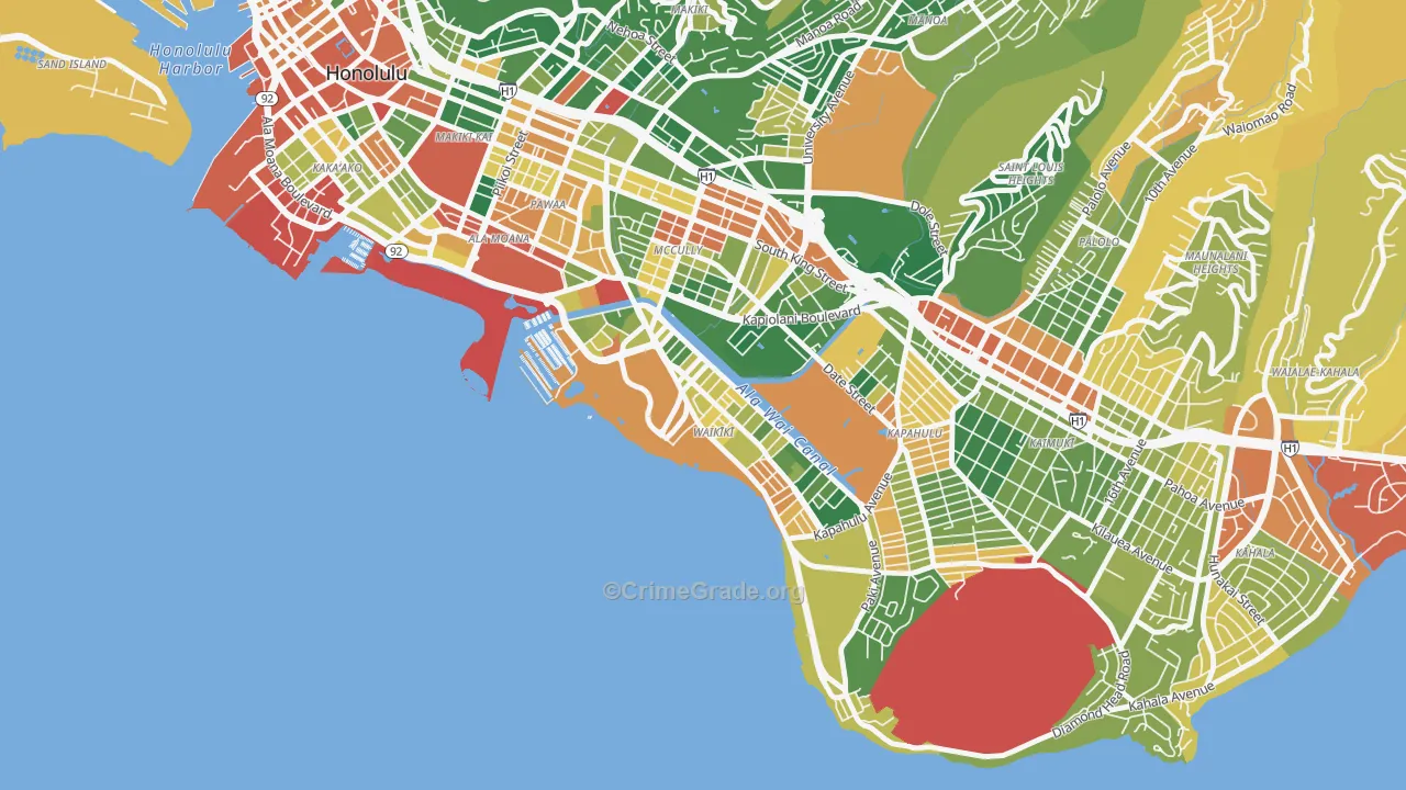 Waikiki, Honolulu, HI Map of Drug-Related Crime Rates