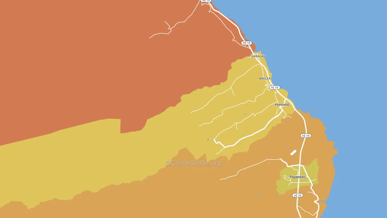 Wailea, HI Map of Drug-Related Crime Rates
