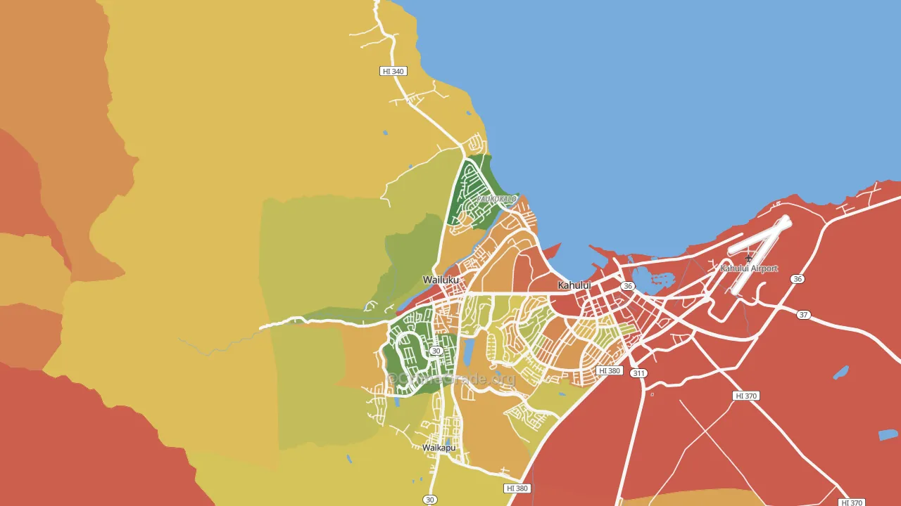 Wailuku, HI Map of Drug-Related Crime Rates