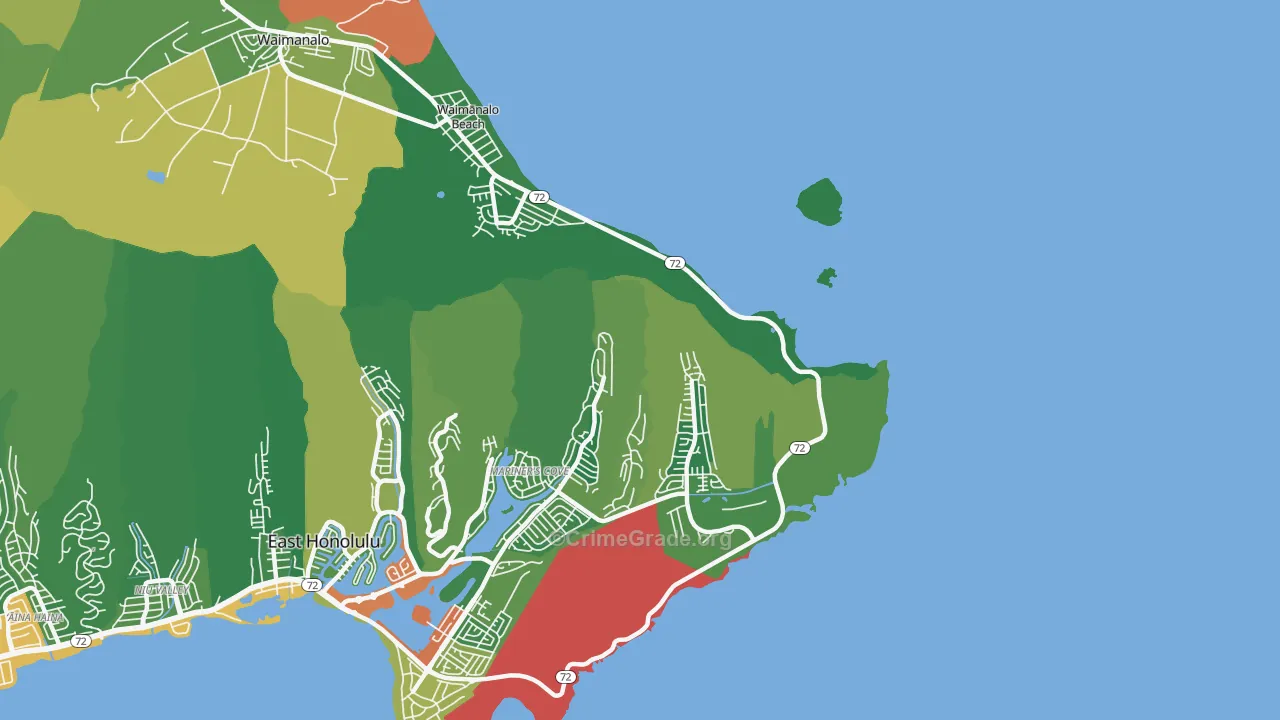 Waimanalo Beach, HI Map of Drug-Related Crime Rates