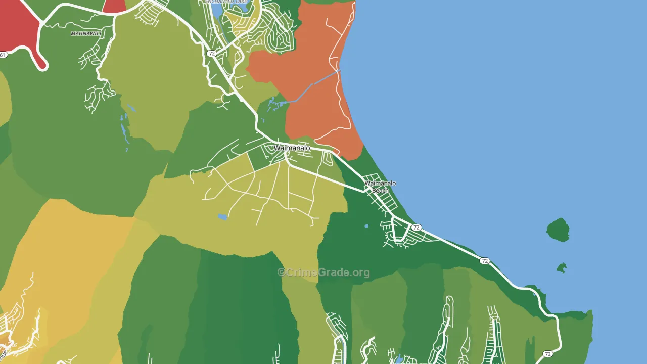 Waimanalo, HI Map of Drug-Related Crime Rates