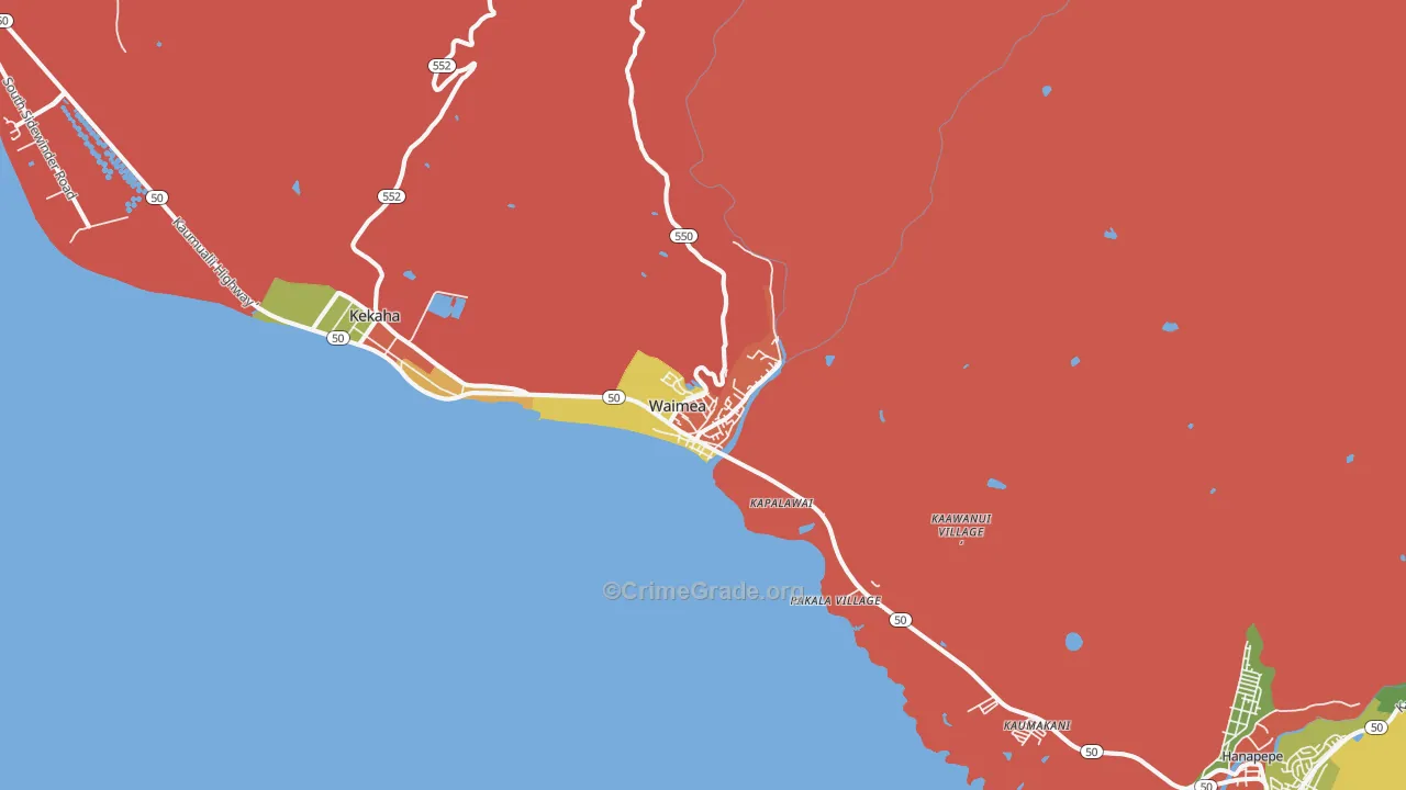 Waimea Kauai, HI Map of Drug-Related Crime Rates