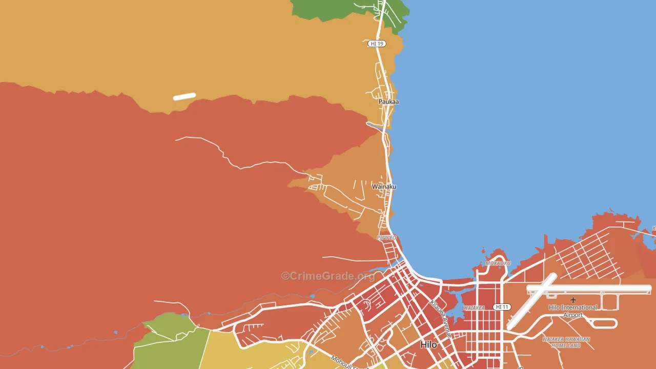 Wainaku, HI Map of Drug-Related Crime Rates