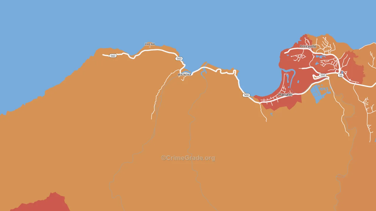 Wainiha, HI Map of Drug-Related Crime Rates
