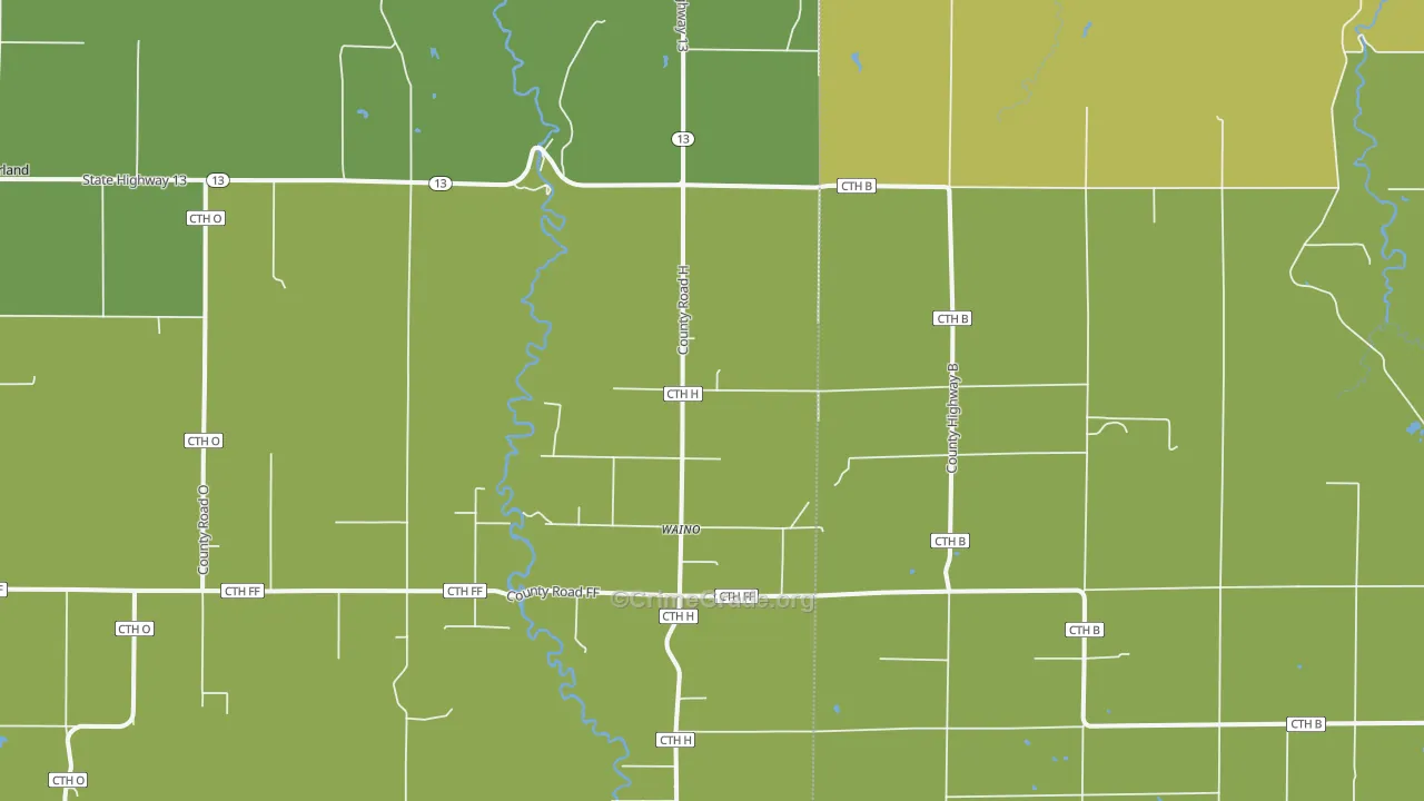 Waino, WI Map of Drug-Related Crime Rates