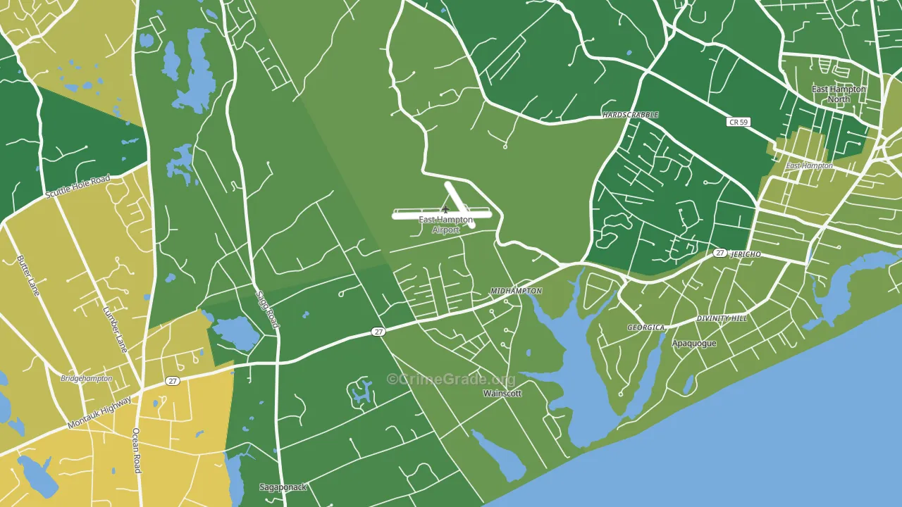 Wainscott, NY Map of Drug-Related Crime Rates