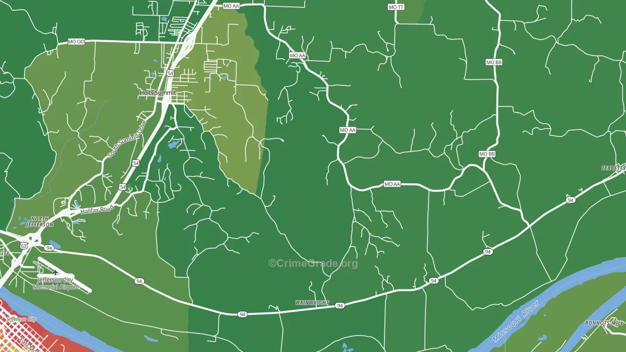 Wainwright, MO Map of Drug-Related Crime Rates