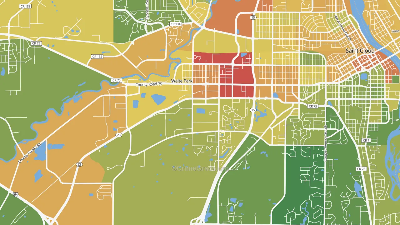 Waite Park, MN Map of Drug-Related Crime Rates