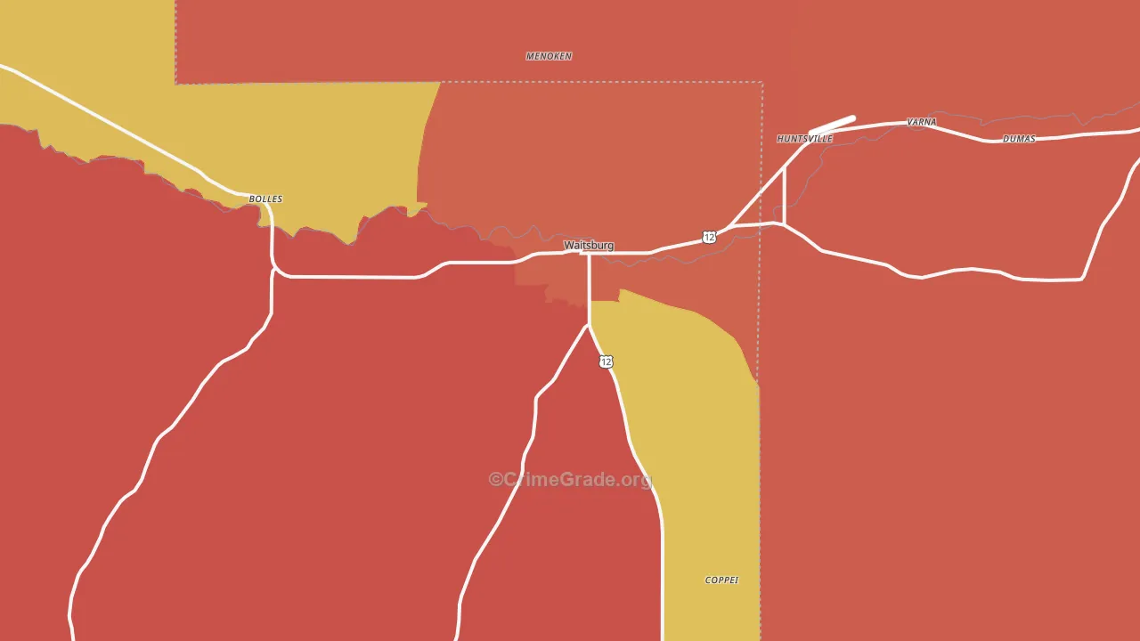 Waitsburg, WA Map of Drug-Related Crime Rates