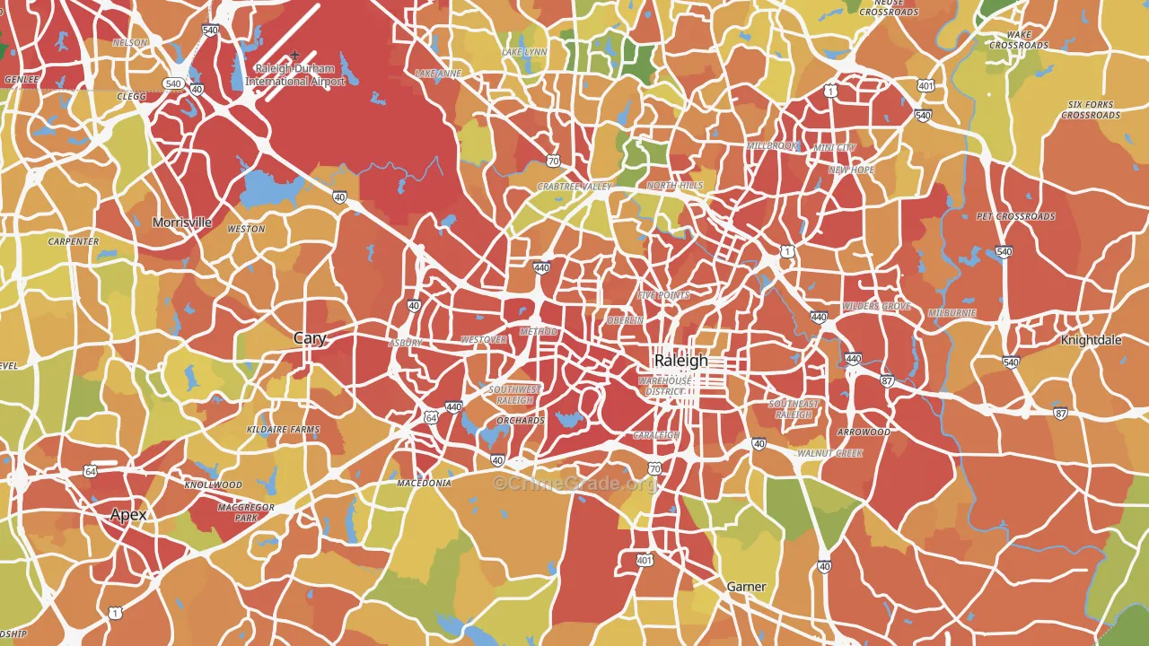 Wake County, NC Map of Drug-Related Crime Rates