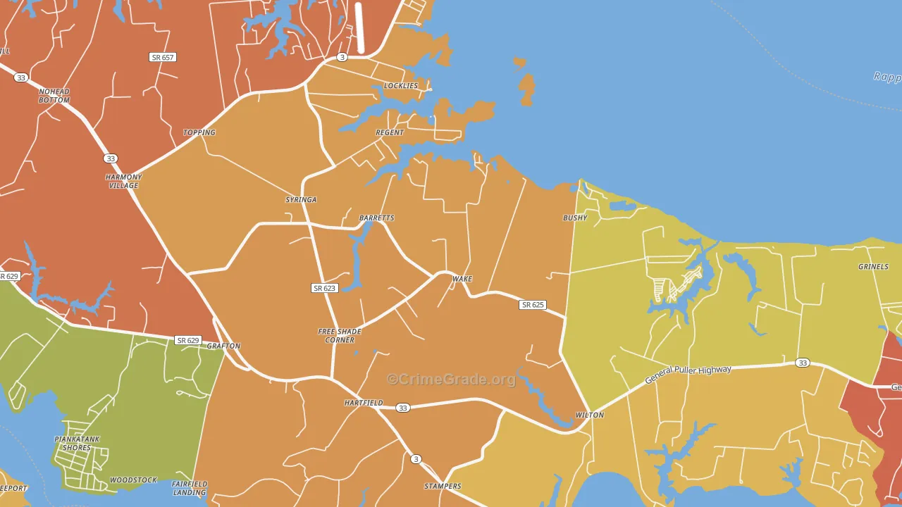 Wake, VA Map of Drug-Related Crime Rates