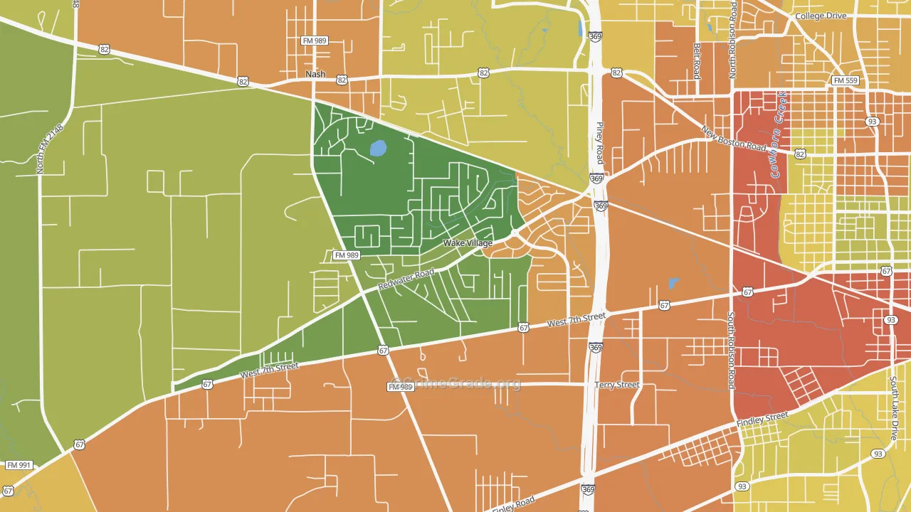 Wake Village, TX Map of Drug-Related Crime Rates