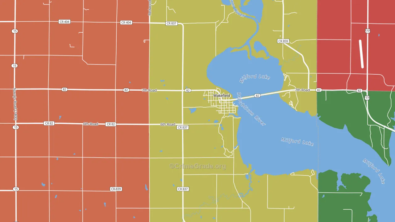 Wakefield, KS Map of Drug-Related Crime Rates
