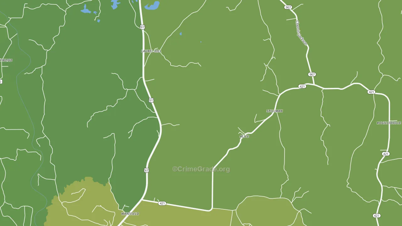 Wakefield, LA Map of Drug-Related Crime Rates