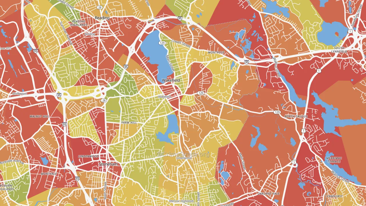 Wakefield, MA Map of Drug-Related Crime Rates