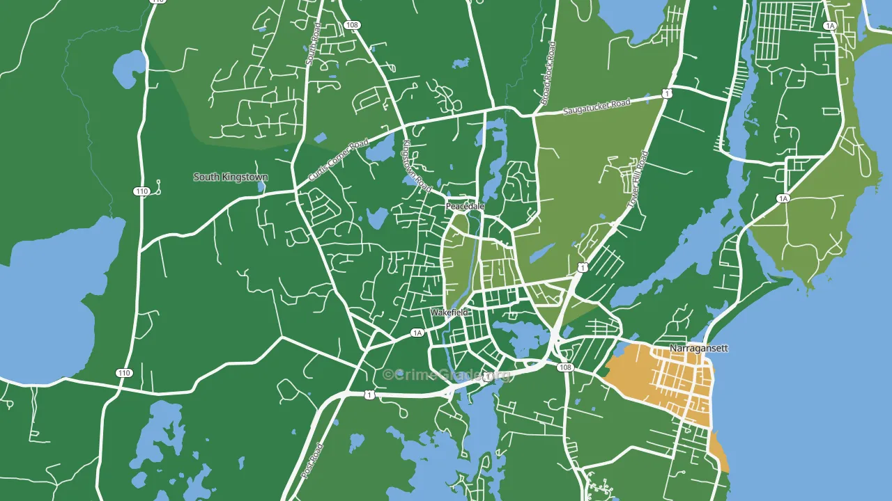 Wakefield-Peacedale, RI Map of Drug-Related Crime Rates