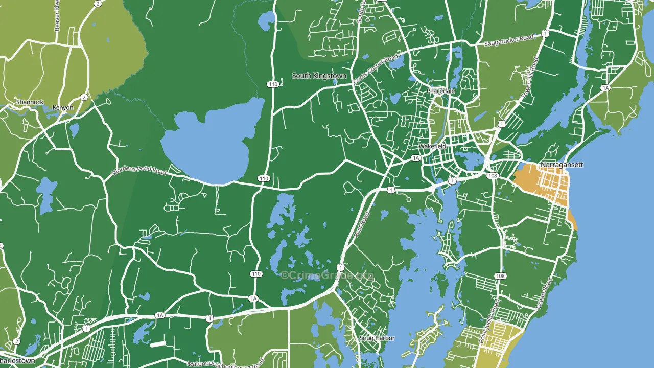 Wakefield, RI Map of Drug-Related Crime Rates