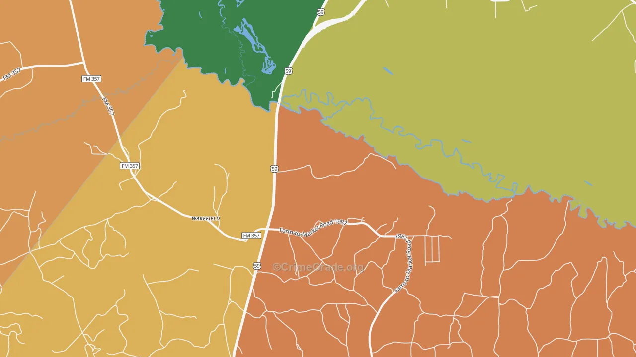 Wakefield, TX Map of Drug-Related Crime Rates