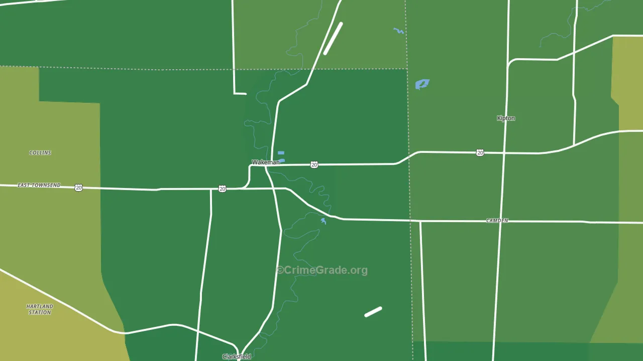Wakeman, OH Map of Drug-Related Crime Rates