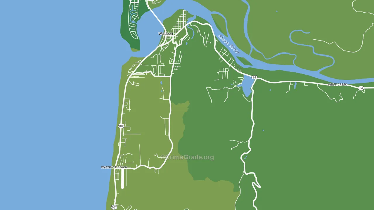 Wakonda Beach, OR Map of Drug-Related Crime Rates