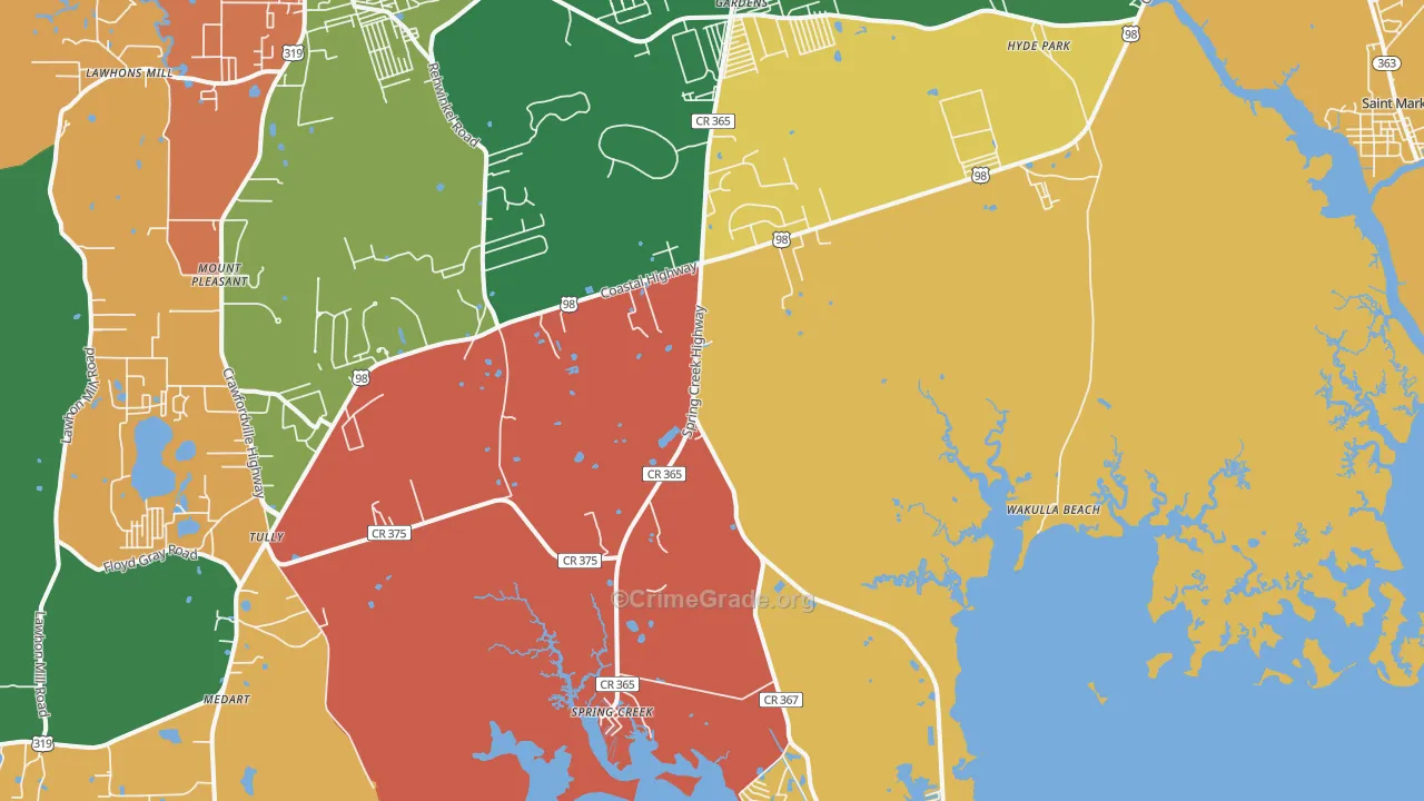 Wakulla Beach, FL Map of Drug-Related Crime Rates