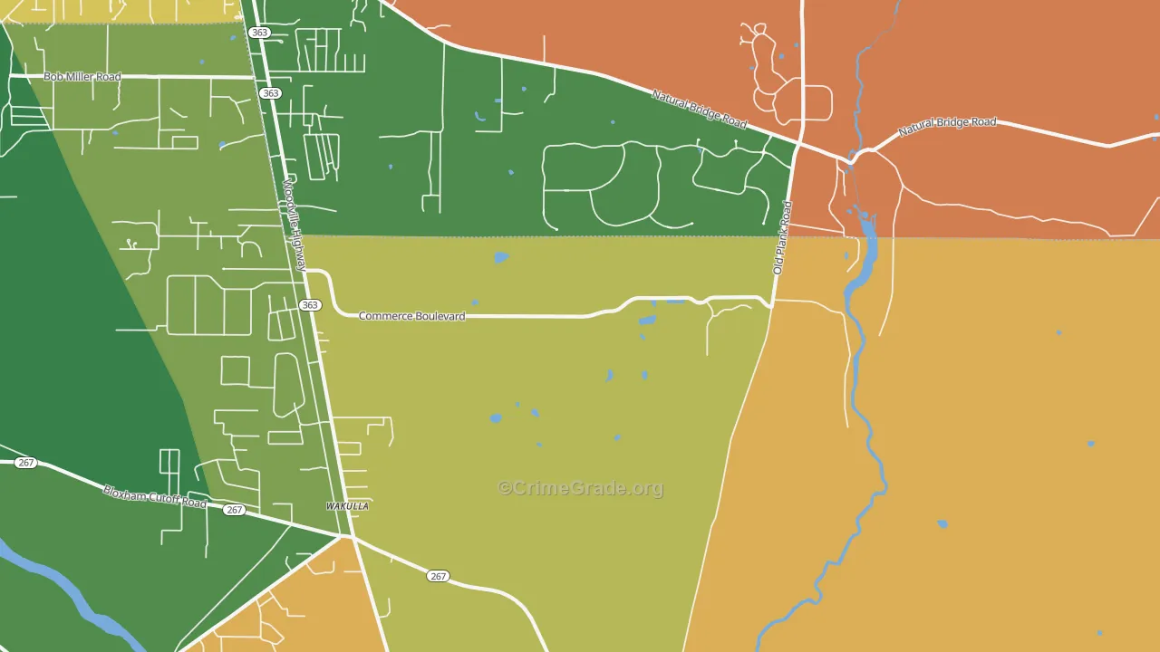 Wakulla, FL Map of Drug-Related Crime Rates