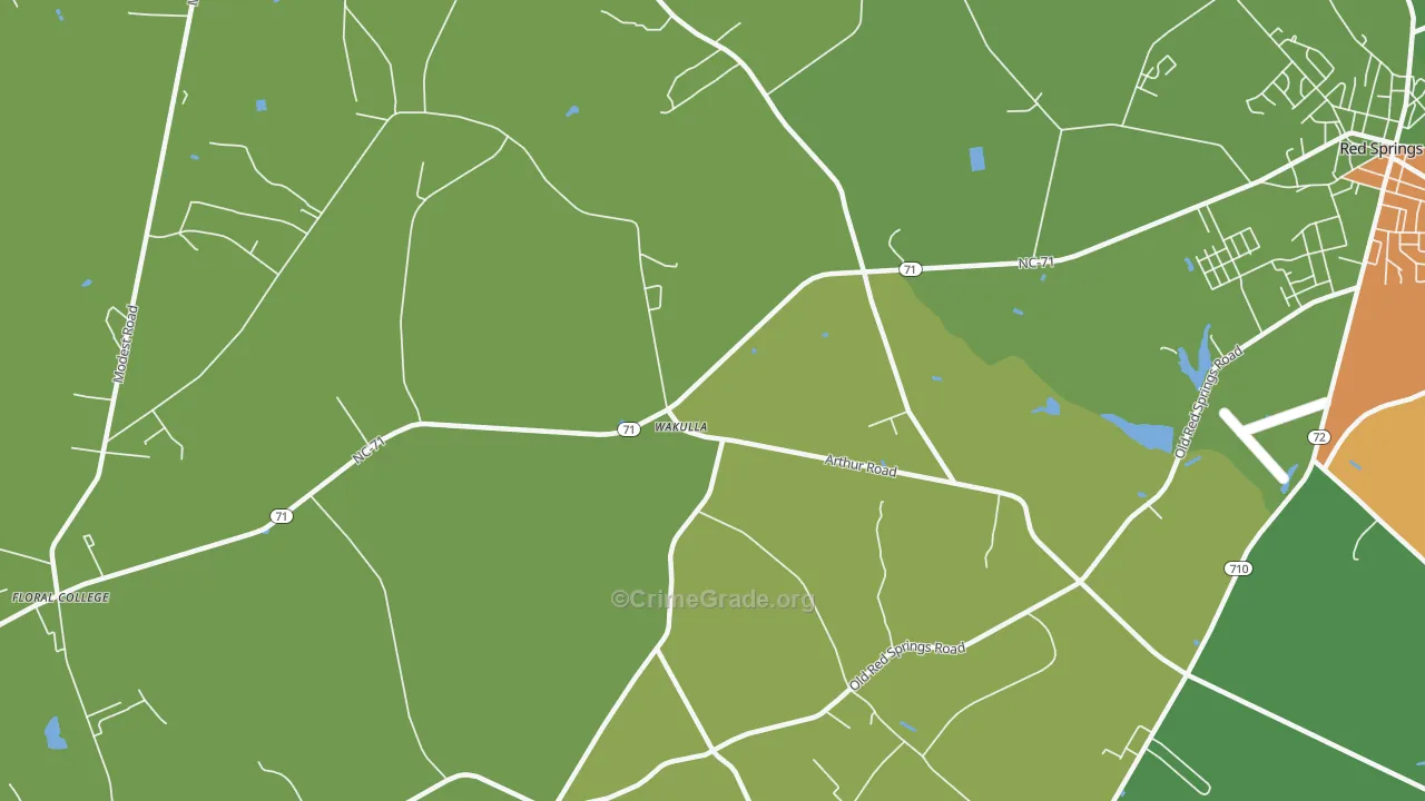 Wakulla, NC Map of Drug-Related Crime Rates