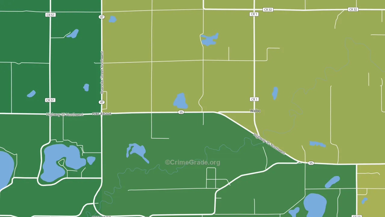 Walbo, MN Map of Drug-Related Crime Rates