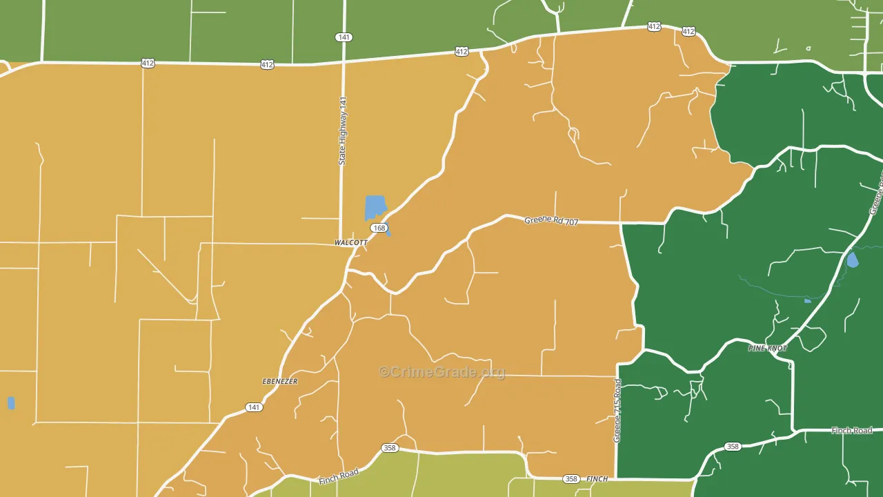 Walcott, AR Map of Drug-Related Crime Rates