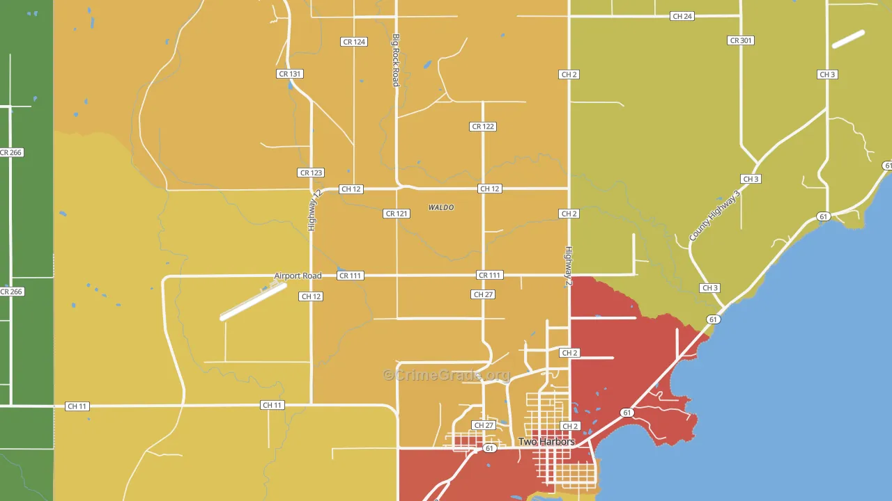 Waldo, MN Map of Drug-Related Crime Rates