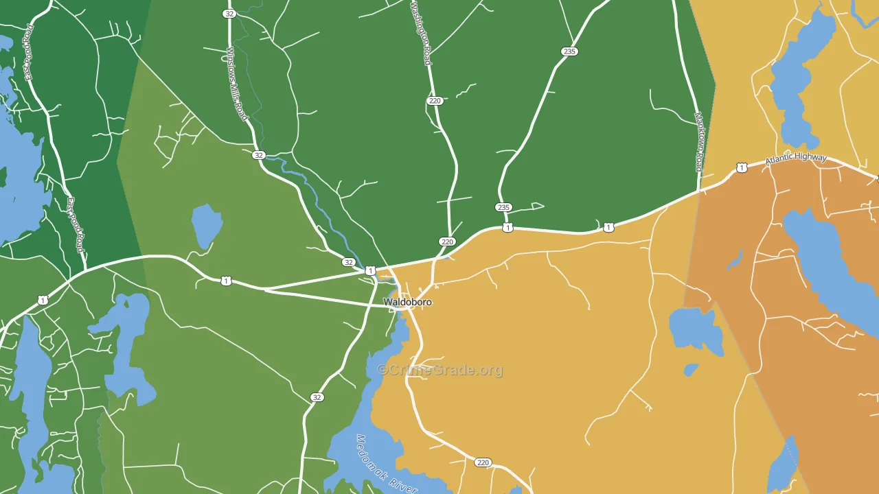 Waldoboro, ME Map of Drug-Related Crime Rates