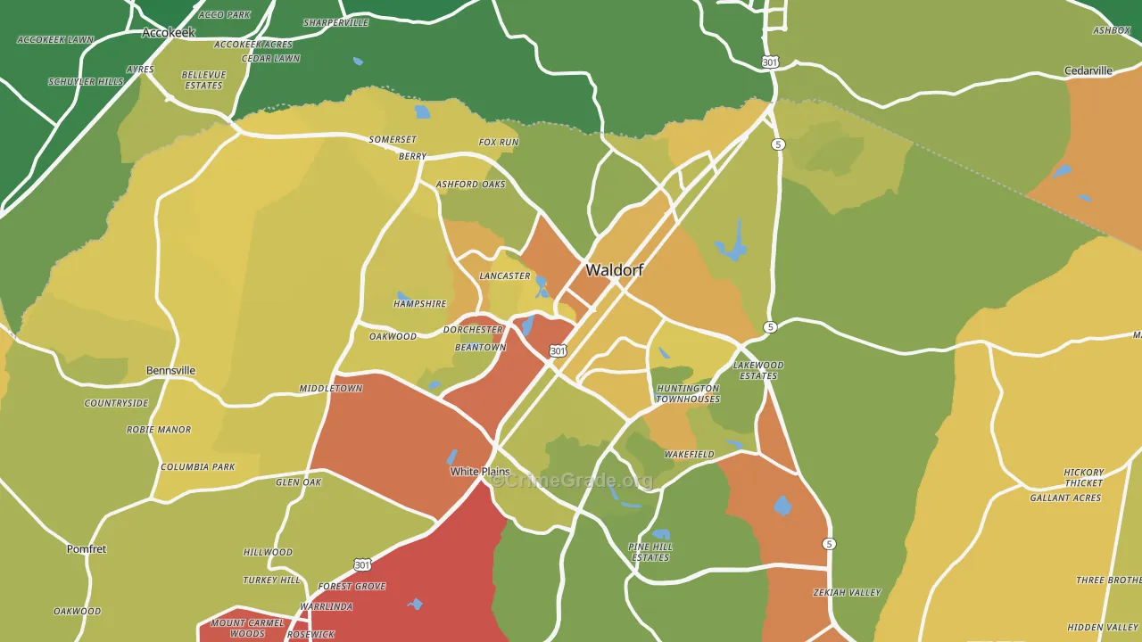 Waldorf, MD Map of Drug-Related Crime Rates