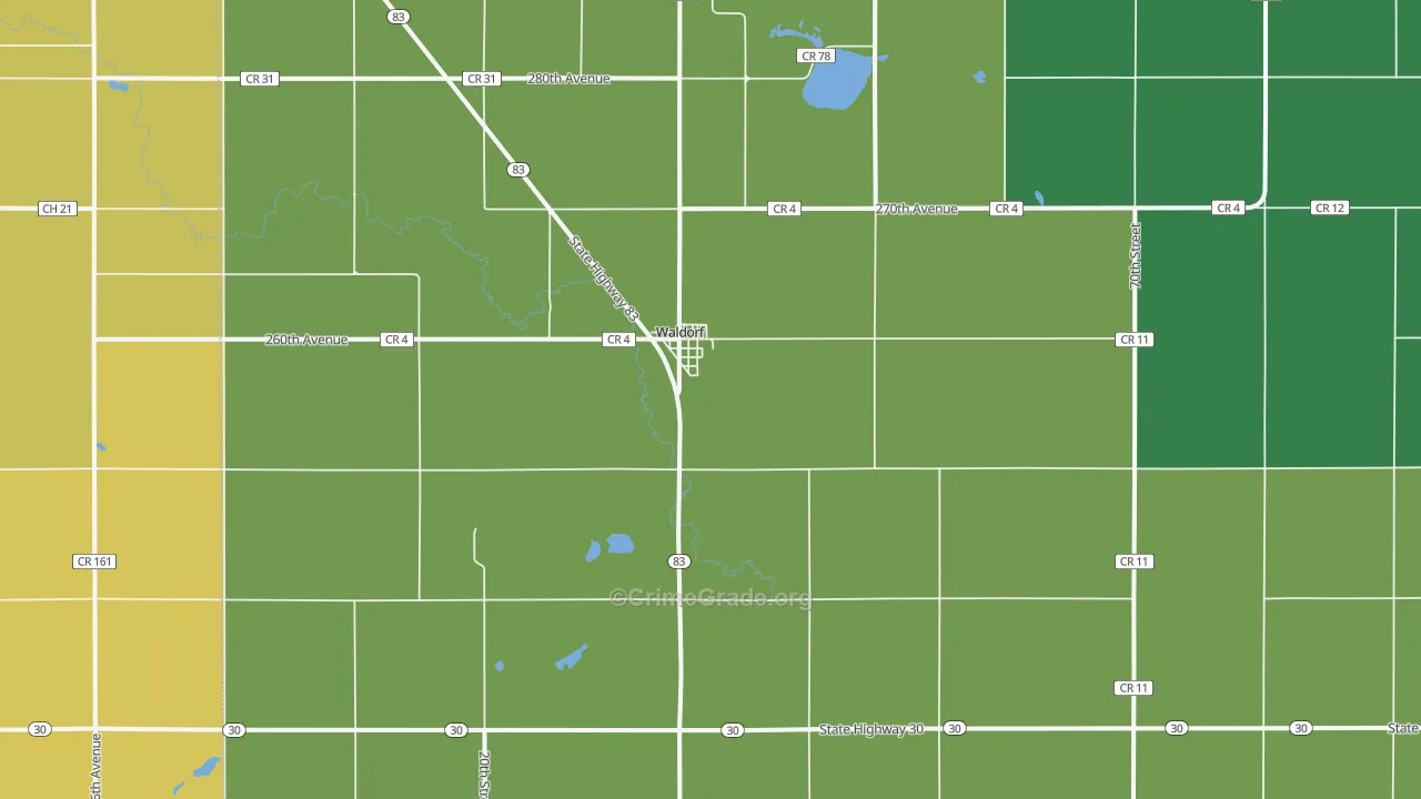 Waldorf, MN Map of Drug-Related Crime Rates