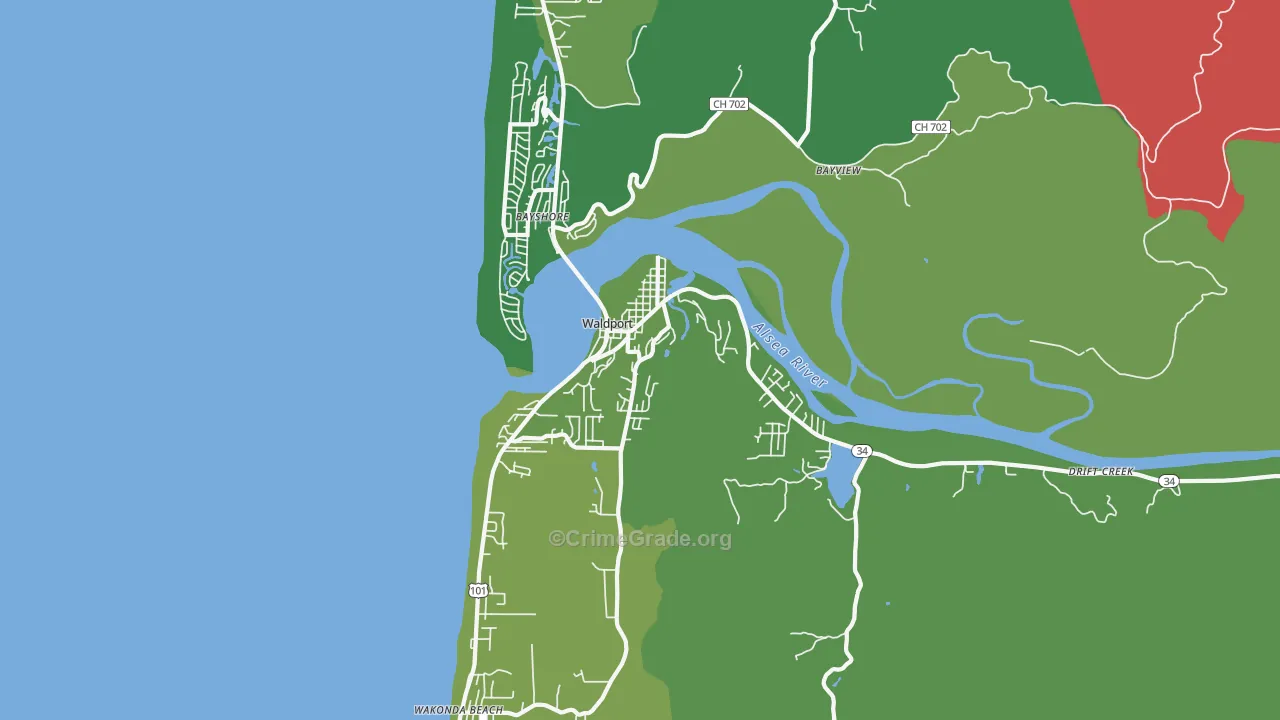 Waldport, OR Map of Drug-Related Crime Rates