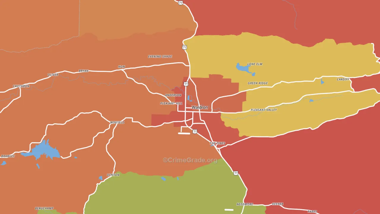 Waldron, AR Map of Drug-Related Crime Rates