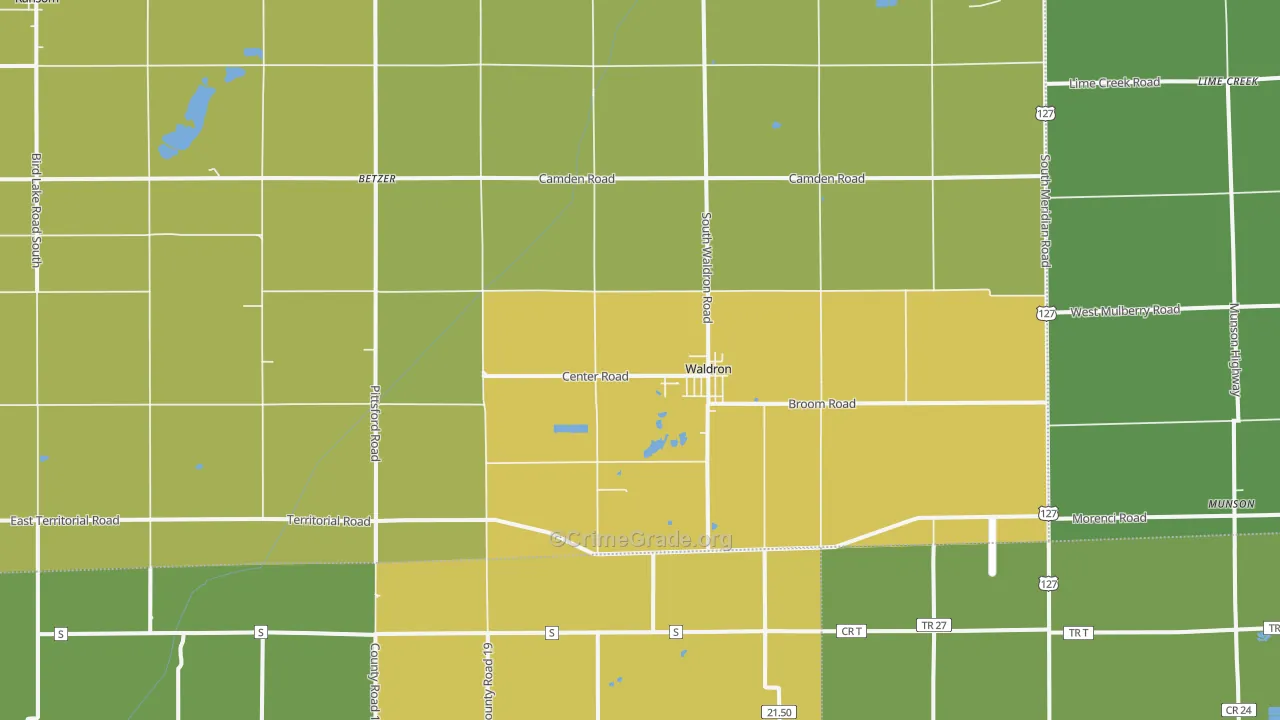 Waldron, MI Map of Drug-Related Crime Rates