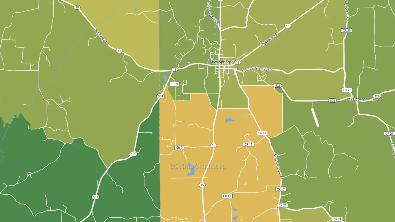 Waldrup, MS Map of Drug-Related Crime Rates