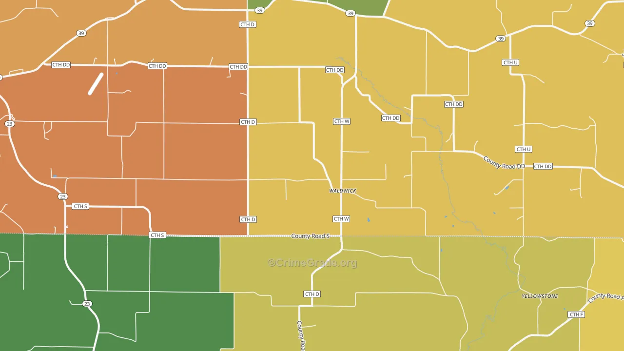 Waldwick, WI Map of Drug-Related Crime Rates