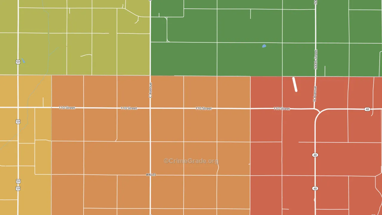 Wales, IA Map of Drug-Related Crime Rates