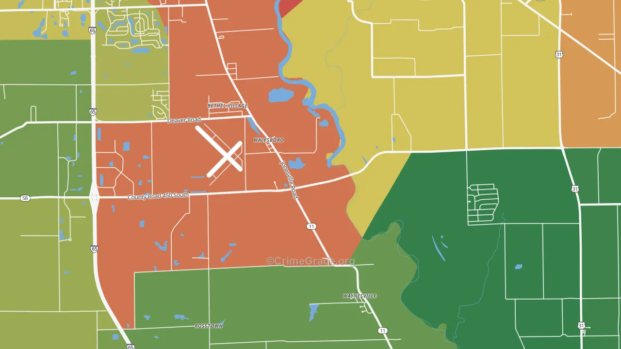Walesboro, IN Map of Drug-Related Crime Rates
