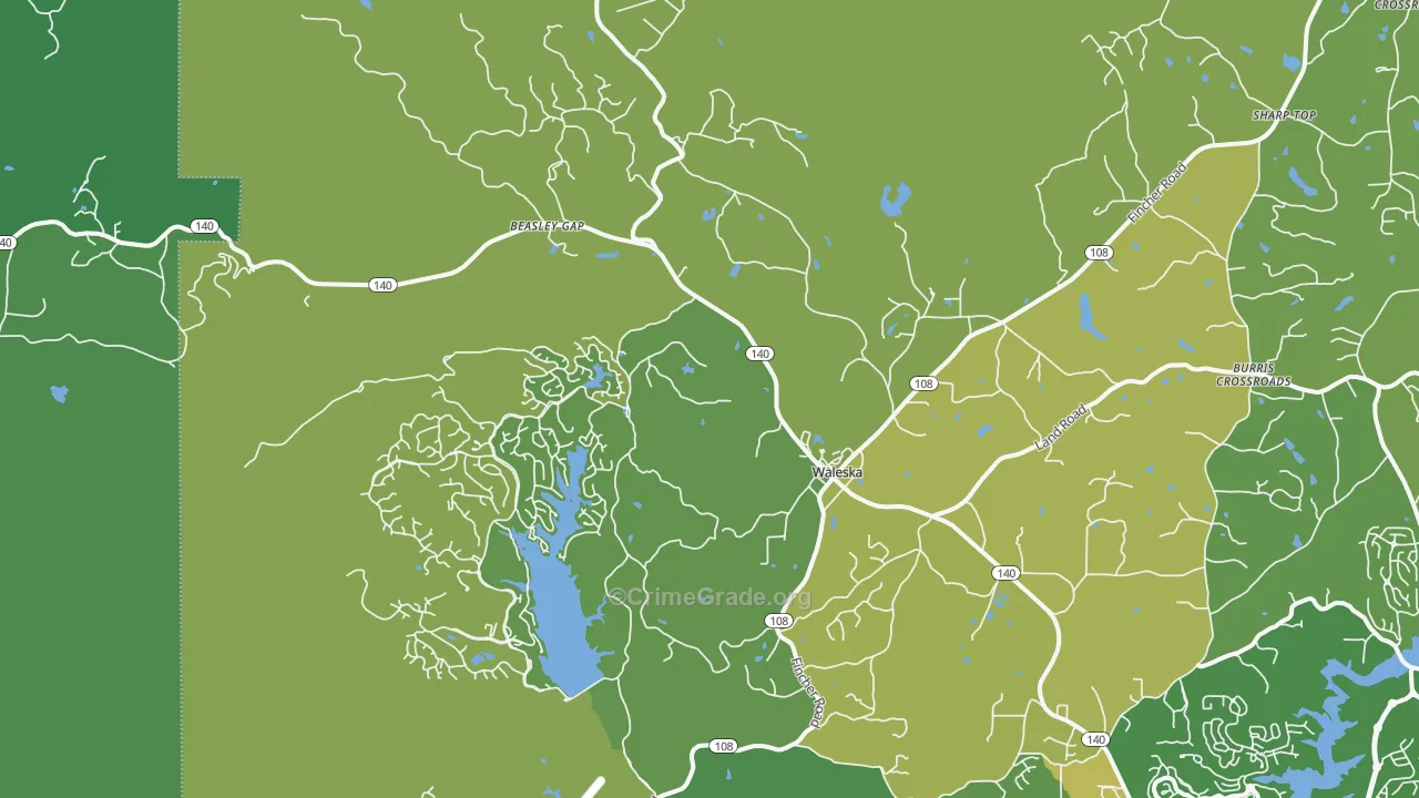 Waleska, GA Map of Drug-Related Crime Rates