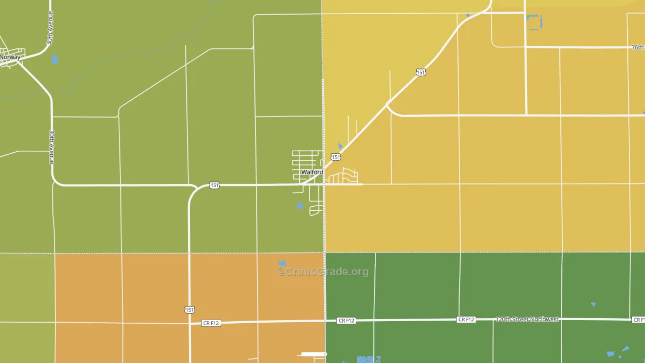 Walford, IA Map of Drug-Related Crime Rates