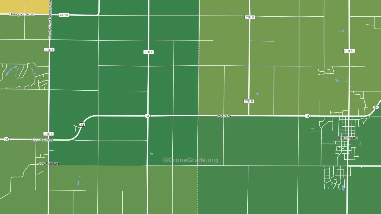 Walhain, WI Map of Drug-Related Crime Rates