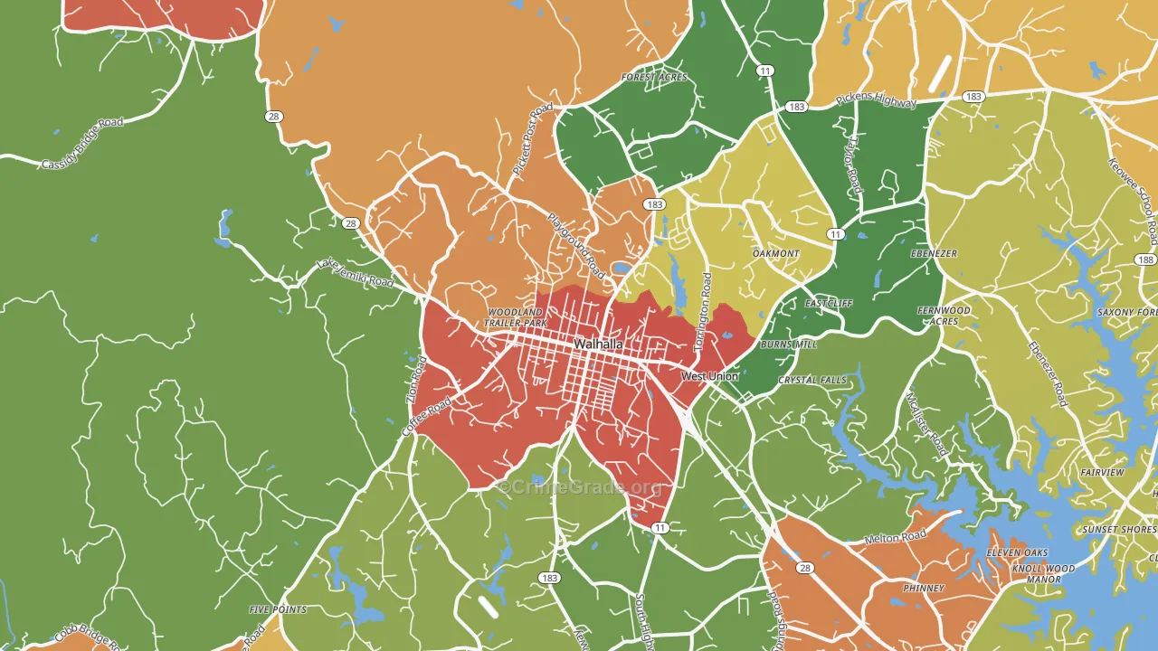Walhalla, SC Map of Drug-Related Crime Rates