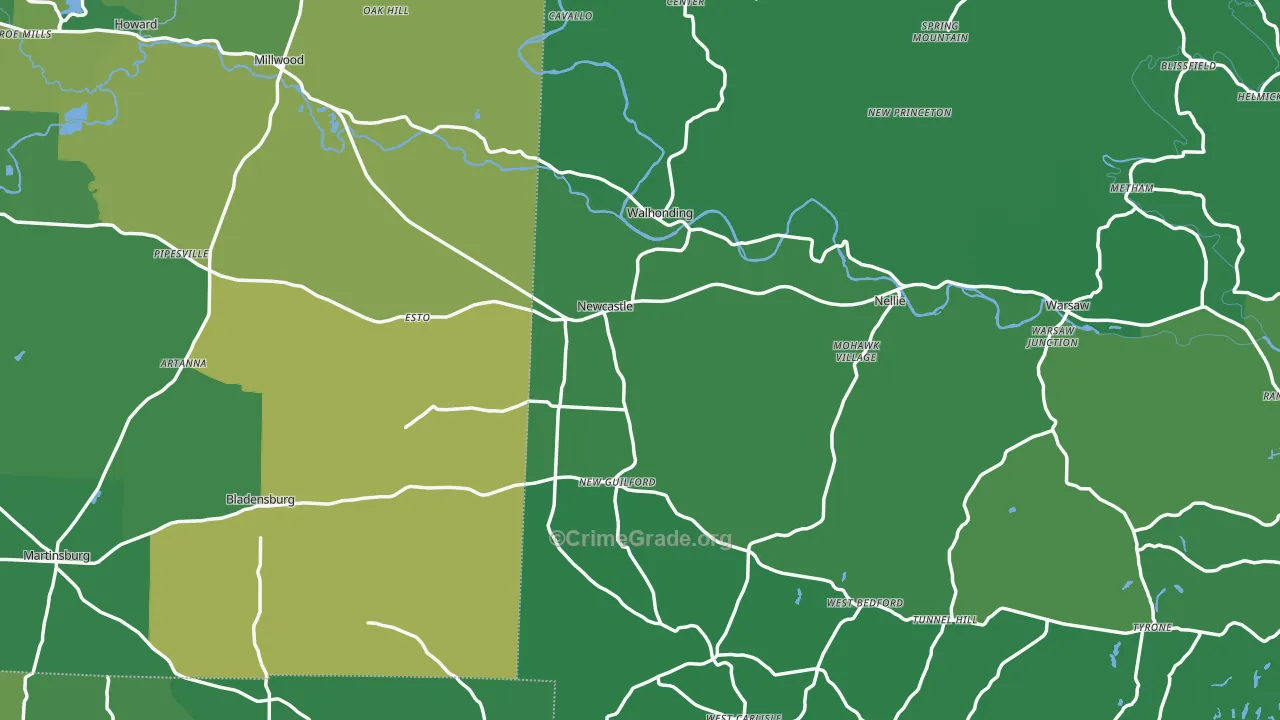 Walhonding, OH Map of Drug-Related Crime Rates