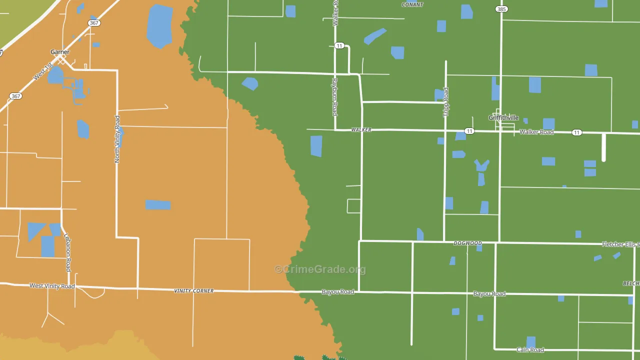 Walker, AR Map of Drug-Related Crime Rates